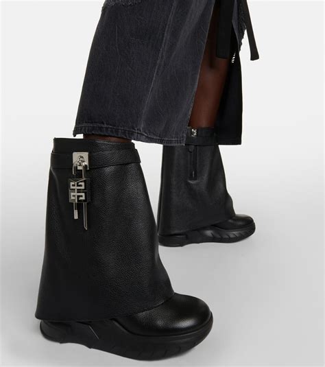 givenchy chain leather ankle boots|Givenchy shark lock biker boots.